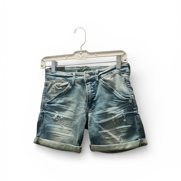 Dex Pants - Dex Distressed Denim Shorts Cuffed Hem Size 24- Boutique Find NWT